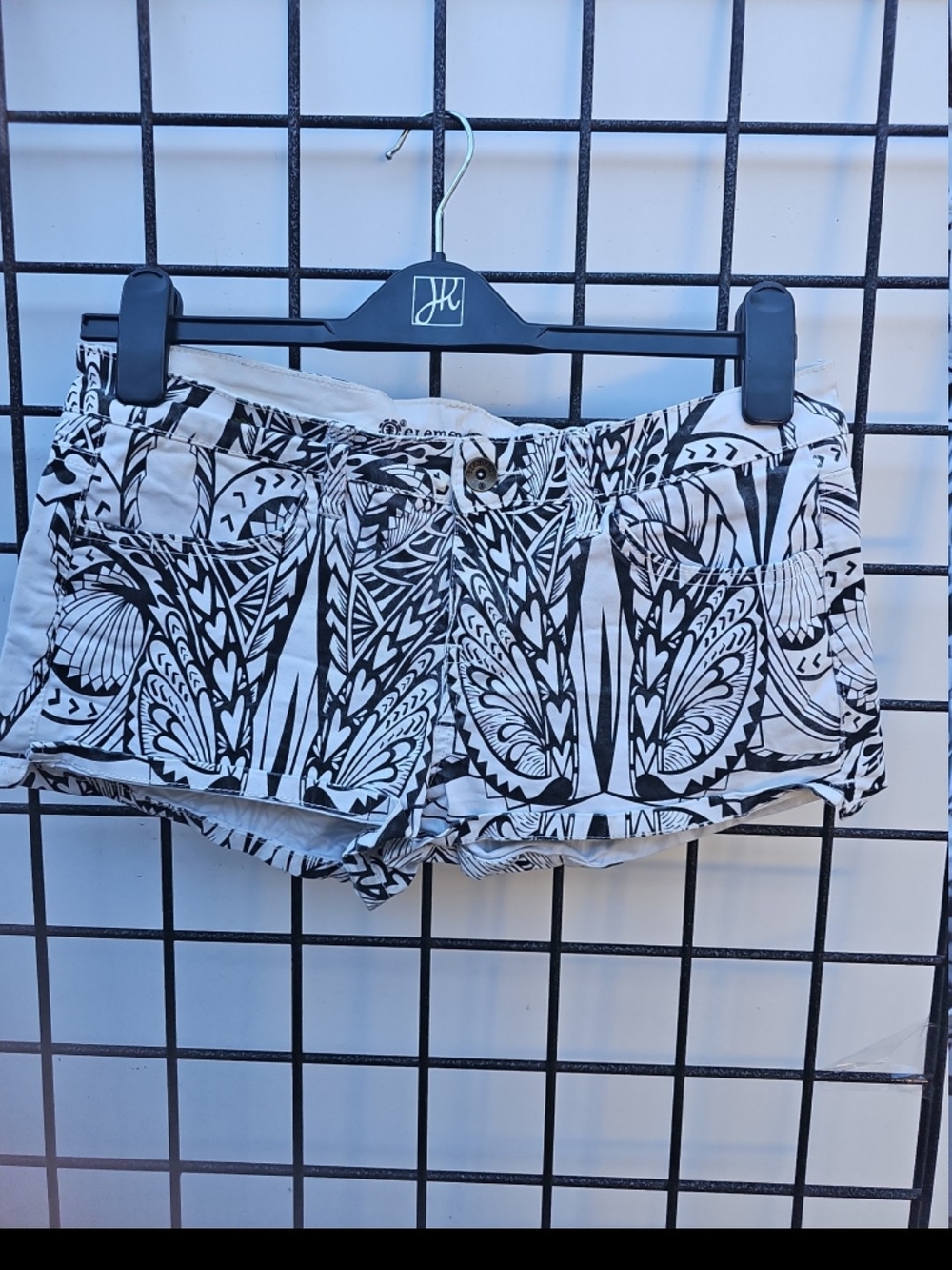 Element Black & White Patterned Jean Shorts